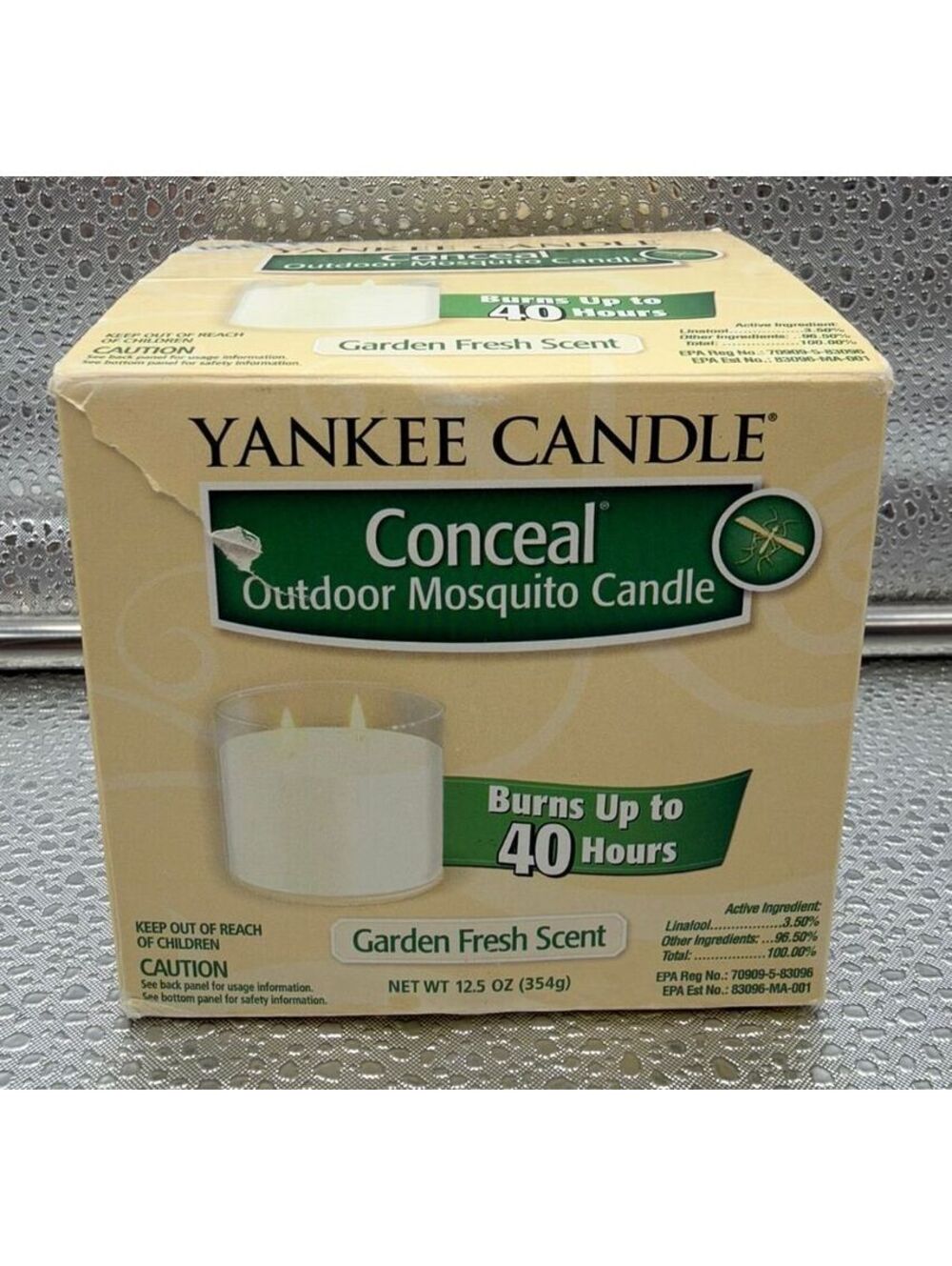 Yankee Candle Conceal Outdoor Mosquito Candle Garden Fresh 12.5 oz Discontinued